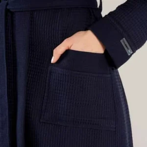 Blitzangebot 😍 TAUBERT Damen Piquée Bademantel Mit Kapuze Länge 120cm Navy 🔥 12