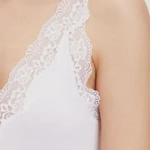 -con-ta- Unterhemd, Spitzen-Details, V-Ausschnitt, Für Damen 100 WEISS 15