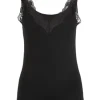 -con-ta- Unterhemd, Spitzen-Details, V-Ausschnitt, Für Damen 200 SCHWARZ 5