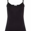 Budget ✨ HANRO Satin Deluxe Top, Spaghetti-Träger, Uni, Für Damen 0019/ BLACK 😉 19
