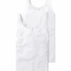 Bester Verkauf 😉 SCHIESSER Cotton Essentials Unterhemd, 2er-Pack, Stickerei, Für Damen Weiß 🔥 11
