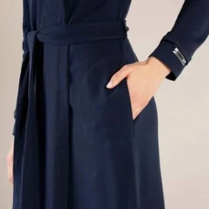 Neu ✔️ TAUBERT Damen Polo Piqué Bademantel Mit Schalkragen Länge 130cm Cruise Navy ❤️ 12