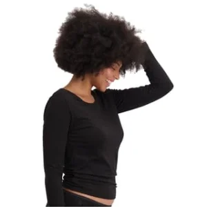 Bamboo Basiscs© Damen T-Shirt, 2er Pack – LARA Logsleeve, Unterhemd, Rundhals, Uni Schwarz 12