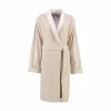 Bestes Angebot 😉 ESPRIT Bademantel Damen Schalkragen Eve Ecru Beige 💯 16