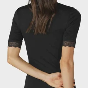 Mey Silk Touch Wool Unterhemd, Kurzarm, V-Ausschnitt, Meliert, Für Damen 3 SCHWARZ 8
