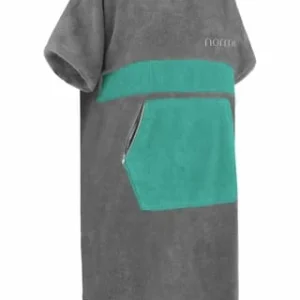 Angebote ✨ Normani® Bademantel Surfer Poncho Grau/ Petrol ⭐ 10