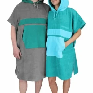 Angebote ✨ Normani® Bademantel Surfer Poncho Grau/ Petrol ⭐ 14